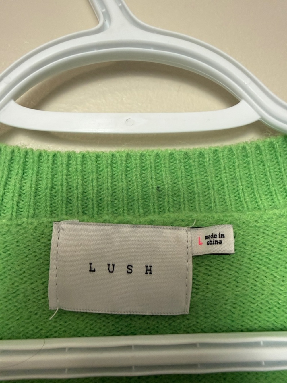 Lush Celery Green Cable Knit Cardigan L V-Neck Button Front Cropped Cozy Sweater - Picture 4 of 7
